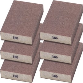 Sunxeke 6Pcs Sanding Sponge 180 Grit Fine Blocks for Pot Brush Pan Brush Metal Sanding Wood Sanding Washable&Reusable N-G-001-180