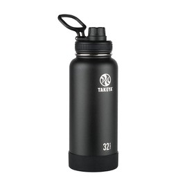 Takeya Actives Insulated Stainless Steel Water Bottle with Spout Lid, 32 oz, Onyx