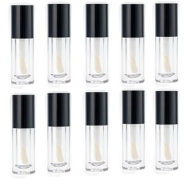 shishiruyizhong 10 Pcs Clear Mini Lip Gloss Tubes Empty,1.2ml Mini Refillable Lip Balm Bottles Empty Lip Gloss Tubes with Wand for Lipstick Samples DIY Lip Gloss Tube Refillable Cosmetic Container