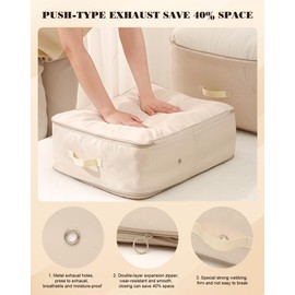 TINGSING 2 Pack Ultra Space Saving Self Compression Organizer, Compression Storage Bag for Comforters, Clothes, Blankets, Heavy Duty Moving Organizer Bags, Compression Packing Cubes for Travel,Grey