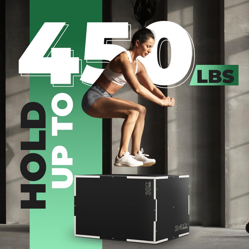 Yes4All 3 in 1 Non-Slip Wooden Plyo Box, Plyometric Box