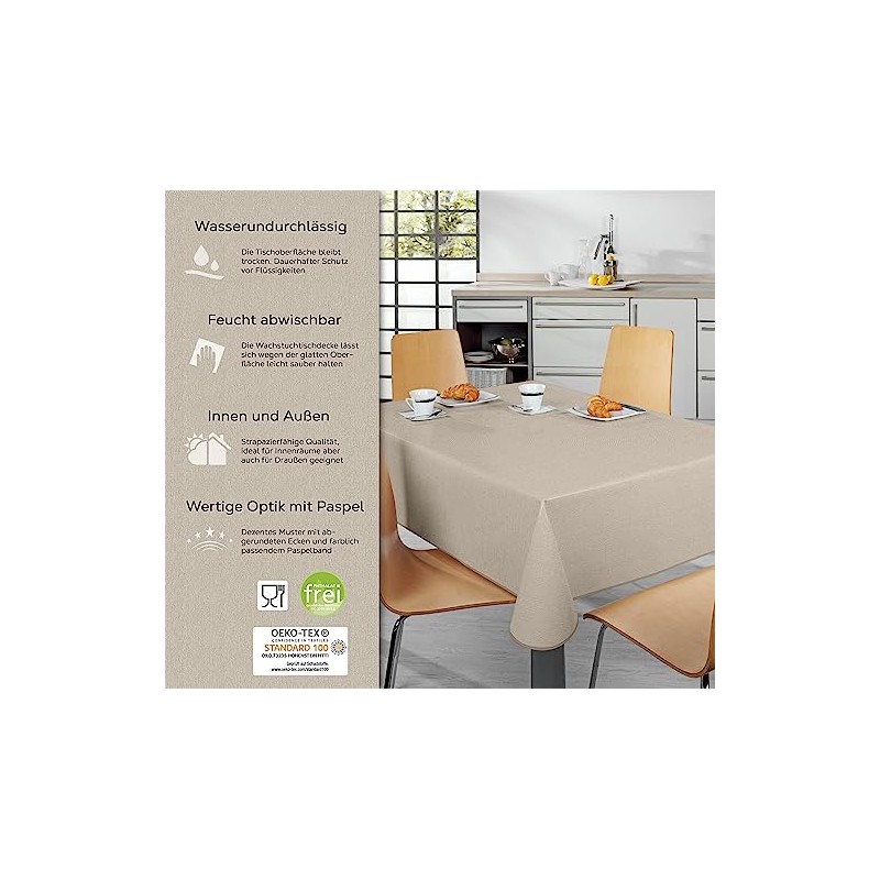 Oilcloth Tablecloth Wipe Clean Non-Slip with Piping Band Square Round