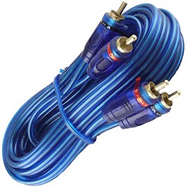 Absolute 12 Ft 2 Ch Blue Twisted Car Amp Gold RCA Jack Cable Interconnect