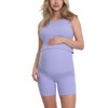 Motherhood Maternity Women's Ribbed Crop Racerback Pregnancy Workout Tank Top,