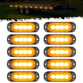 Partsam 10Pcs 3.4 inch Aluminum Housing Amber LED Clearance Side Marker Lights, Surface Mount Marker Lights for Trailer Pickup Truck Tractor Van RV Camper Motorhome,IP67 Waterproof