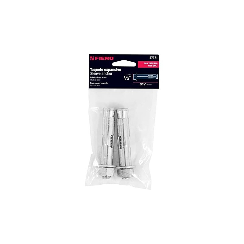Fiero TAE-1/2T, Taquete de expansión, 1/2' con tornillo, bolsa 2
