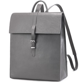 BOYATU Leather Laptop Backpack Purse: Business Work Bags for Men Women - Luxury Designer Handbags for Classic, Gray