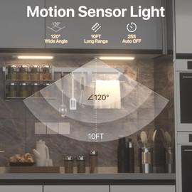 ORALUCE Under Cabinet Lighting Rechargeable Magnetic, LED Motion Sensor Light Indoor Battery Operated 3 Color Dimmable, Wireless Closet Lights for Kitchen Counter Stairs, 2 Pack