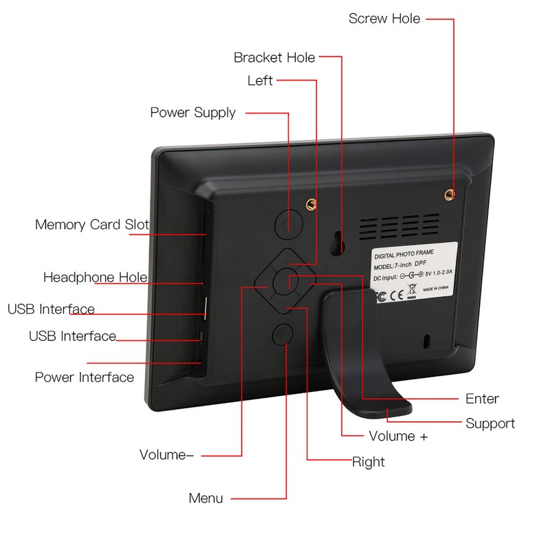 7in Digital Photo Frame 800x480 HD Electronic Album with Body