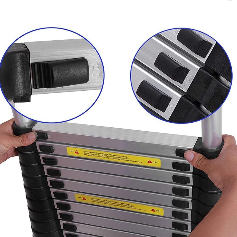 4.4M/14.5FT Telescoping Ladder with Detachable Hooks,Aluminum Extension Foldable Telescopic Ladder,Portable