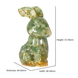 Nupuyai Crystal Rabbit Figurine Decorative Resin Stone Rabbit Statue Gemstone Figures Animals Healing Stone Lucky Charm Talisman Reiki Fengshui Decoration, Green Aventurine