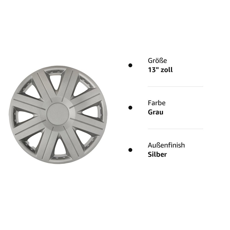 cartrend Active Hub Caps 13 Inch for All Standard Steel