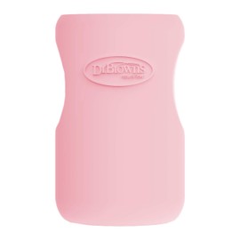 Dr. Brown's Natural Flow Options+ Glass Baby Bottle Sleeves,100% Silicone,9 oz,Wide-Neck,Pink