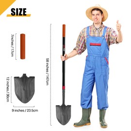 HANTOP Heavy Duty Round Point Digging Shovel with Long Fiberglass Handle Garden Shovels Spade for Digging,Planting, Transplanting,58 inches