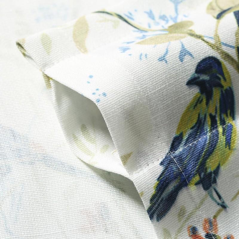 VOGOL Tie Up Blue Bird Kitchen Curtains, Floral Printed Pattern