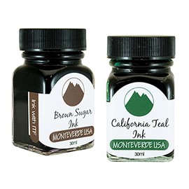 Monteverde 60ml Core Fountain Pen Ink Bottle (30ml Brown Sugar Ink Bottle G309BS, 30ml California Teal Ink Bottle G309CT)