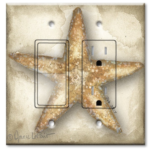 Printed Switch-Outlet Combo with matching Wall Plate - Star Fish