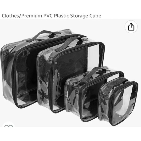 EZPacking Clear Cubes - Black- 4 Cubes