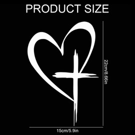 Car Stickers for Women - White Heart Cross Car Sticker, Love Heart Cross Stickers, Waterproof Christian Cars Accessories, Window Decals, Decals for Vehicles, Cars Decal for Women Faith-Based Sticker