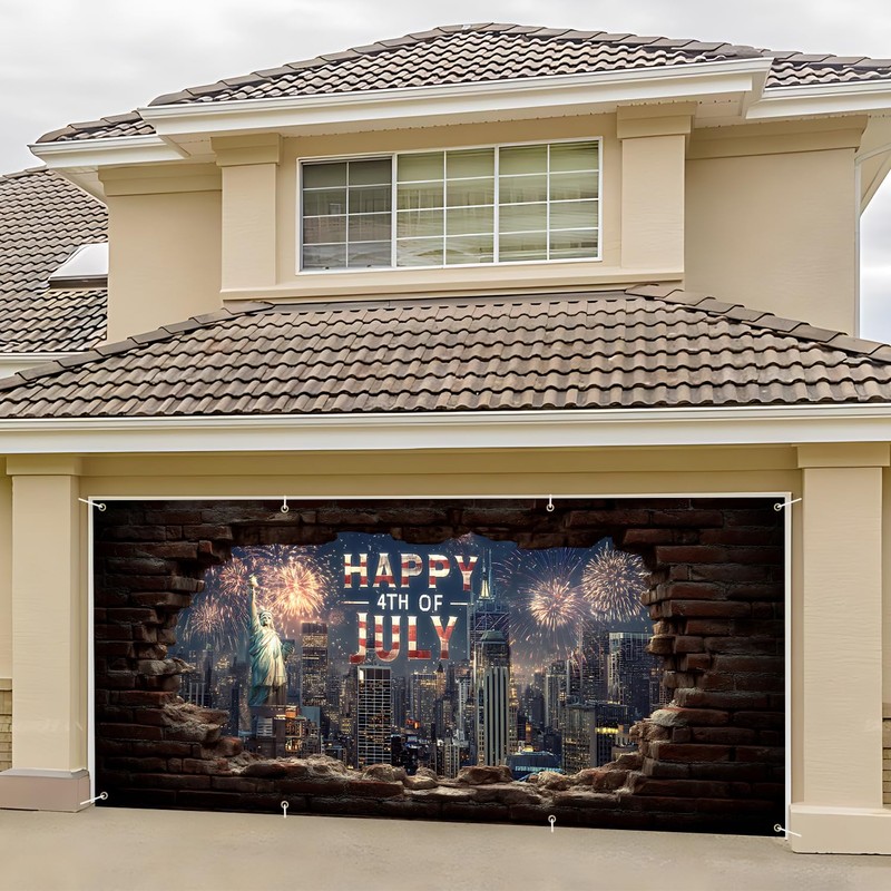 6 x 13 FT Large Patriotic American Flag Garage Door