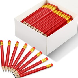 Outus 72 Pieces Golf Pencils Half Pencils with Eraser Mini Bulk Short #2 HB Pre Sharpened for Bridal Shower Wedding Office(Red)