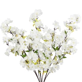 FAICOIA 3 Pcs Cherry Blossom Branches for Vase Artificial Flowers Spring Summer Decor White Cherry Blossom Long Stems Faux Silk Cherry Blossom Branches for Home Wedding Party Table Centerpieces