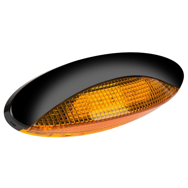 Lumitronics RV LED Euro-Style Porch Light, Amber Lens (Black)