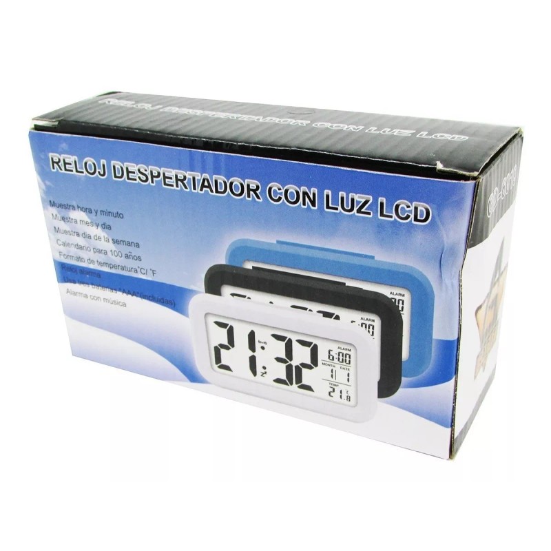 Gadiz Reloj Digital Alarma Numeros Grandes Fechador Luz Led Blanco