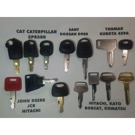 All (14) Key Set, Heavy Equipment, John Deere, Cat, Komatsu, Bobcat, Hitachi, Case,