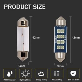 HSUN 42MM 41MM 212-2 2112 6411 578 LED Festoon Interior Bulbs Ice Blue C5W 239 569 212 2122 214-2 with Canbus Error Free for Dome Map Courtesy Marker Light 2 Pack