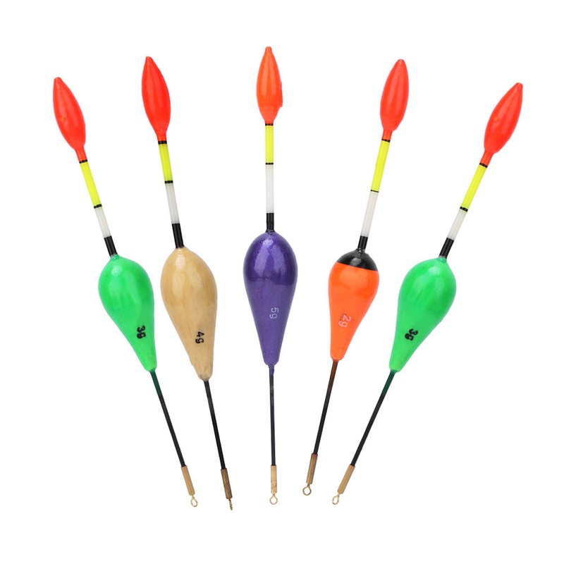 5Pcs Balsa Wood Short Fishing Floats Bobbers Set Tackle Accessory