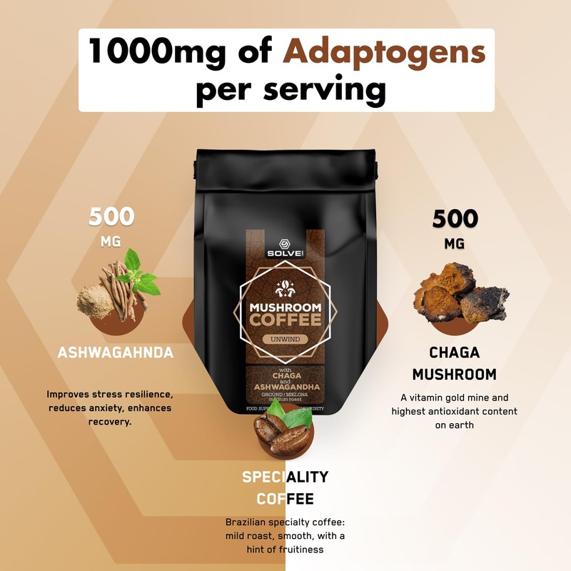 SOLVE Labs® ● Ground Coffee with Chaga & Ashwaganda ●