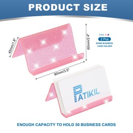PATIKIL Business Card Holder for Desk, 2Pcs Acrylic Business Card Holders Shine Card Stand Organizer Cards Display for Office Exhibition, Pink/Purple