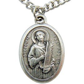 Women's Patron Saint Medal 3/4 Inch Metal Pendant with Chain, Metal