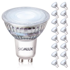 Sigalux Sigalux GU10 LED Light Bulbs, Dimmable 5000K Daylight White Natural Light, 4.5W 450LM, MR16 LED Bulb Equivalent 50W Halogen Replacement, 35 Degree Spot for Track Light Bulb, 16Pack