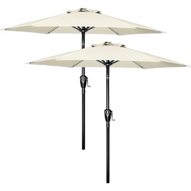Simple Deluxe 2 Pack 9ft Patio Umbrella Outdoor Table Market Umbrella, 8 Sturdy Ribs for Garden, Deck, Backyard, Pool, Creamy White