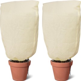 Plant Fleece Frost Protection 1.8 x 1.2 m, 2 Pack, 80 gsm Breathable Non-Woven Fabric, Plant Protection Fleece, Windproof and Frostproof with Zip and Drawstring, Easy to Install