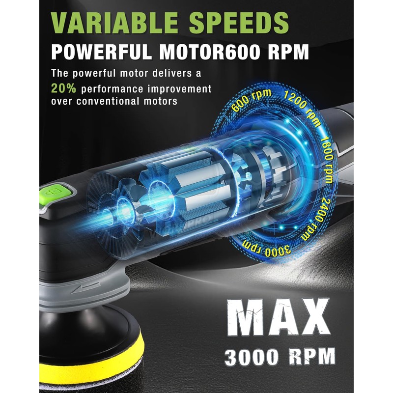WORKPRO Cordless Mini Buffer Polisher, 12V Buffer Polisher for Car