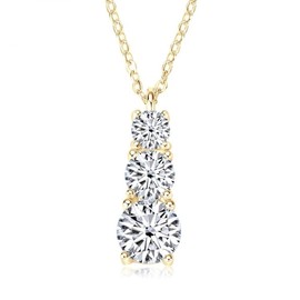 Moissanite Diamond Necklace 6.5 mm 5 mm 4 mm 1.8 ct, Sterling Silver