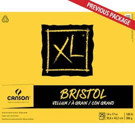 Canson XL Series Bristol Paper, Vellum, Foldover Pad, 14x17 inches, 25 Sheets (100lb/260g) - Artist Paper for Adults and Students - Charcoal, Pen and Ink, Marker, and Pastel