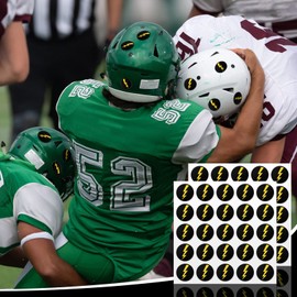 200 Pcs Helmet Stickers Baseball Softball Helmet Award Baseball Stickers Lightning Bolt 1.1 Inch Vinyl Helmet Decals Self Adhesive Stickers for Softball Lacrosse Helmet Wall (Black Print Gold)