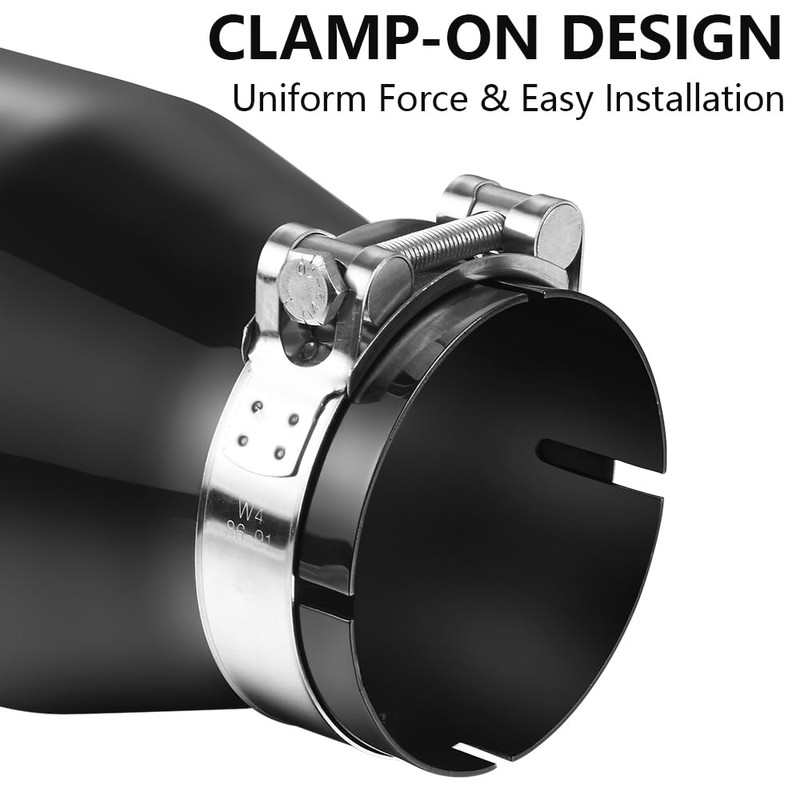 A-KARCK Black Chrome Exhaust Tips 3" Inlet, 3" Inlet 5"