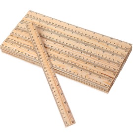 Zonon 100 Pcs Wooden Ruler Bulk Wood Measuring Ruler Office 2 Scale for School Education Families Kids Students (12 Inch)