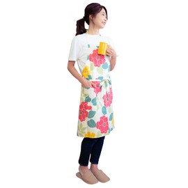KIMONOMACHI Original Apron, Made in Japan, Fashionable, Cute, Cafe Apron, Mother's Day, Respect for the Aged Day, Birthday, Gift, Perfect Gift, white flower