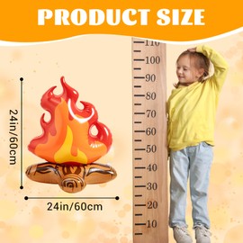 Sumind 24 Inch Large Inflatable Campfire Props Fake Flame Camping Party Decoration Indoor Outdoor Overnight Camping Game Fire Props Artificial Bonfire Firewood Toys for Christmas Kids Boys