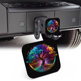NITAHHHY 2" Trailer Hitch Cover,Fantasy Rainbow Tree of Life Rubber Towing Hitch Tube Cover Hitch for Men Women, Sturdy Receivers Plug Accessories for Pickups Trucks Cars