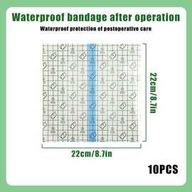 10Pcs Dialysis Catheter Shower Cover, Waterproof Shower Shield Wound Cover for Picc Line Chest Access, Chemo Ports, Wound, Bandage Protector for Feeding Tube G Tube Accesorries (22 * 22)