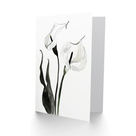 Artery8 Greeting Card Calla Lily Flower Black White Watercolour Lilies Blank For Him Or Her Art Sympathy Card