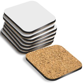12 x MDF Blank Sublimation Coasters Cork Backed - 9cm x 9cm White Blanks Square