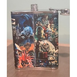 Iron Maiden: Collage #2 custom made  8 oz flask  NEW
